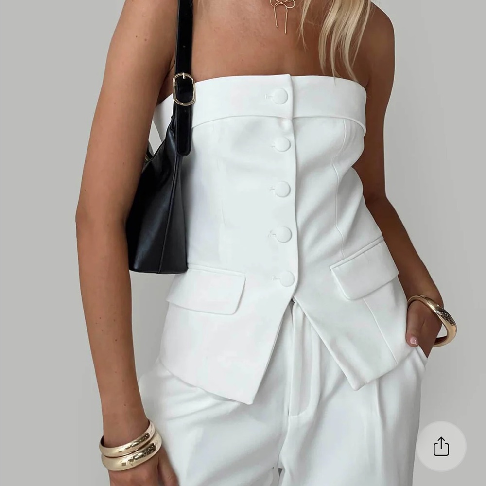 Princess Polly White Strapless Tailored Vest